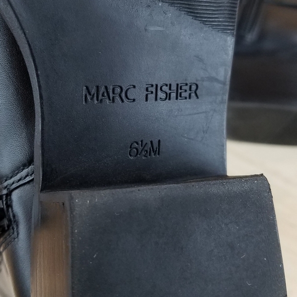 Marc Fisher Black Leather Side Zip Heeled Ankle Boot Booties Moto Biker Women's - Picture 11 of 11